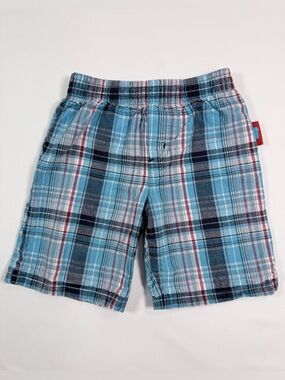 THOMAS AND FRIENDS Boys Plaid Shorts 3T Blue Red Train Classic Playwear Preppy